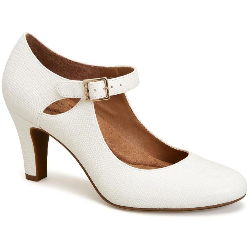 Giani Bernini Womens Velmah White Round Toe Mary Jane Heels Shoes NWT